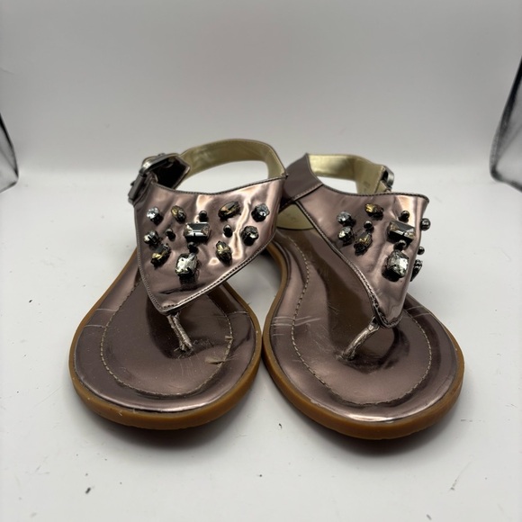 Tahari Metallic Taupe Sandals with Embellishments Size 9 - Picture 2 of 9